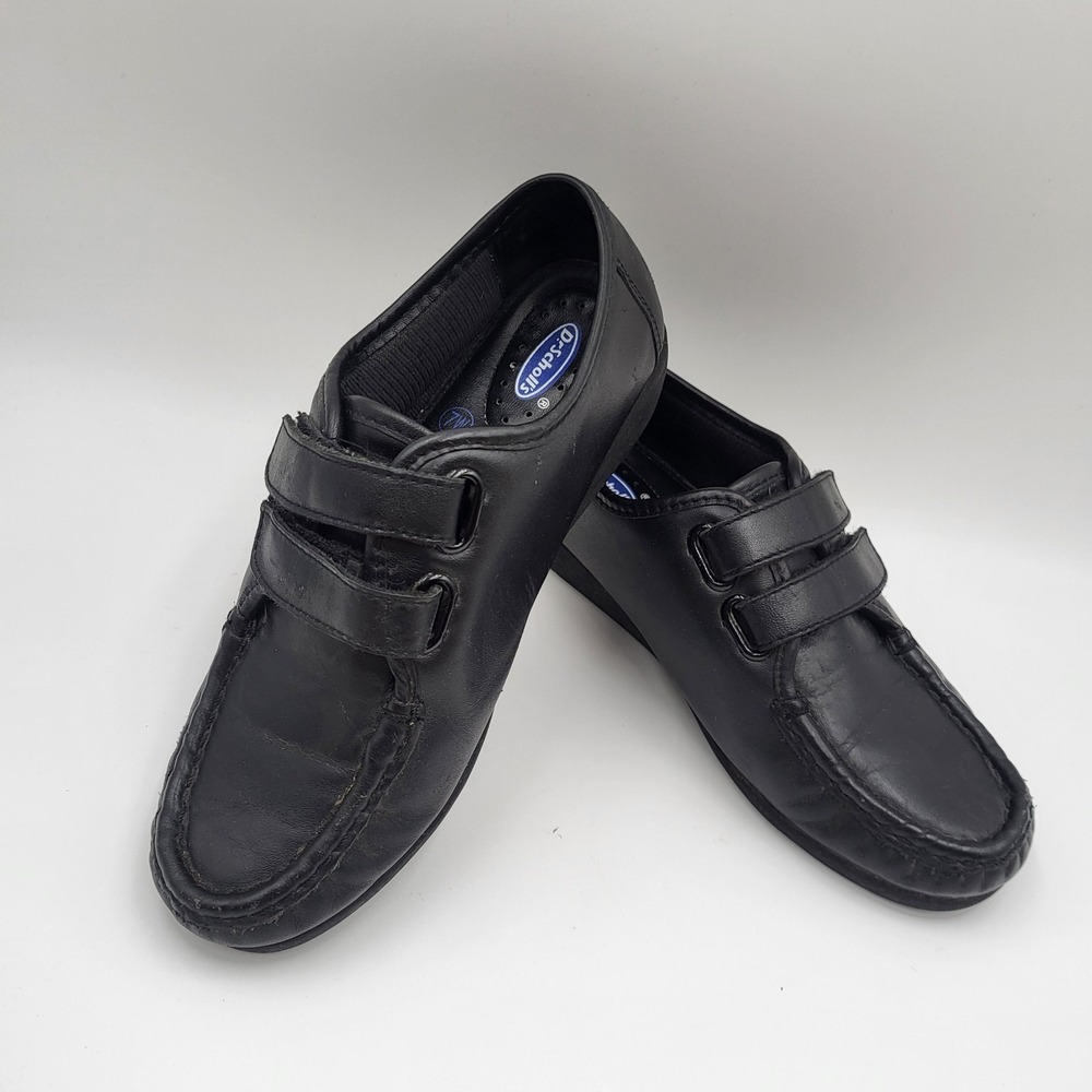 Dr Scholls Mardell Women's 7 W Shoes Two Strap Comfort Black Leather Slip On